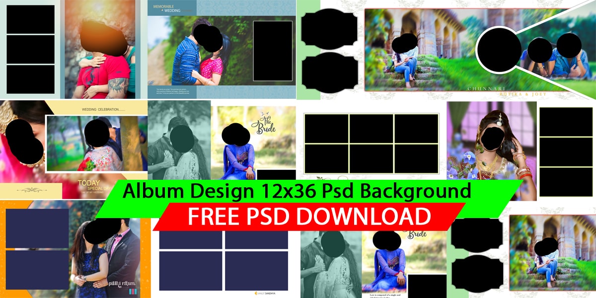 Pre wedding album template 12x36 Psd File Free Download